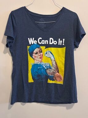 Charcoal V-Neck Rosie Riveter tatted nurse tee